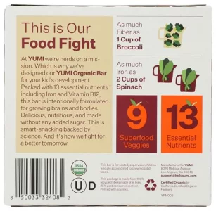 Yumi Organic Apple Cinnamon Squash Toddler Bars 3.7 Oz