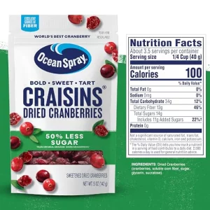 Ocean Spray Craisins 50 Less Sugar Dried Cranberries Dried Fruit 5 Oz Pouch Pack Of 1