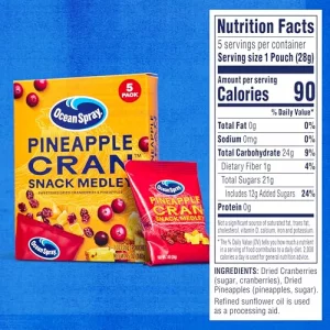 Ocean Spray Pineapple Cran Snack Medley Cranberry And Pineapple Dried Fruit Snack 1 Oz Pouches 5 Count