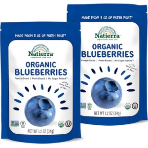 Natierra Organic Freeze-Dried Blueberries Non-Gmo Vegan Blueberry 1.2 Ounce Pack Of 2
