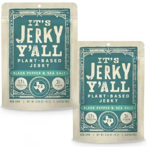 Its Jerky Yall Vegan Jerky Sea Salt Pepper - Beyond Tender And Tasty Vegan Snacks - High Protein Low Carb Non-Gmo Gluten-Free Vegetarian Whole30 2-P
