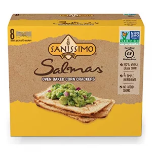Sanissimo Salmas Oven Baked Corn Crackers 100 Whole Grain Corn Gluten Free Non-Gmo Project Verified 8 Individually Wrapped Snack Packs 3 Crackers Eac