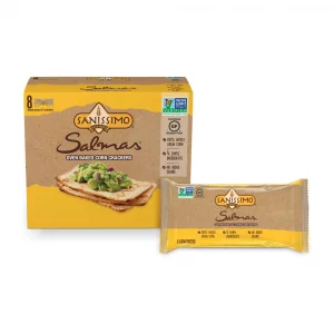 Sanissimo Salmas Oven Baked Corn Crackers 100 Whole Grain Corn Gluten Free Non-Gmo Project Verified 8 Individually Wrapped Snack Packs 3 Crackers Eac