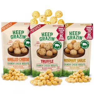 Keep Grazin Grain Free Crunchy Cheese Biscuits - Variety Pack 2.12 Ounce Pack Of 3 Gluten Sugar-Free Non-Gmo Protein Snacks - Baked With 100 Grass