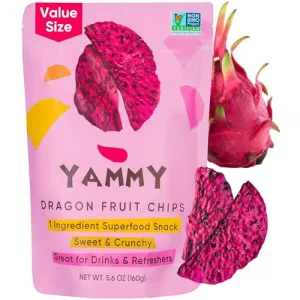Yammy Dried Dragon Fruit Chips For Drinks Refreshers Like Freeze Dried Dragonfruit Pieces Dry 1 Ingredient Healthy Snack For Kids Adults 2G Protein 4