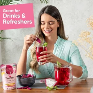 Yammy Dried Dragon Fruit Chips For Drinks Refreshers Like Freeze Dried Dragonfruit Pieces Dry 1 Ingredient Healthy Snack For Kids Adults 2G Protein 4
