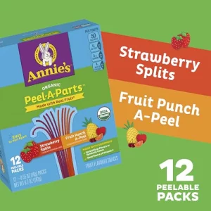 Annies Organic Fruit Peel-A-Parts Fruit Flavored Snacks Strawberry And Fruit Punch Gluten Free Vegan Variety Pack 12 Count 6.7 Oz