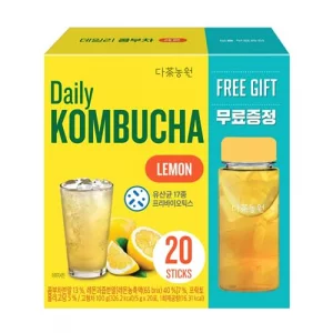 Garden Kombucha Tea Powder 5G X 20 Sachets 100G3.52Oz Probiotics Prebiotics Sugar Free Balck Tea Healthy Drink With Bottle Free Bottle Shaker Lemon