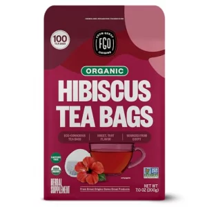Fgo Organic Hibiscus Tea 100 Count Eco-Conscious Tea Bags Caffeine Free Packaging May Vary Pack Of 1