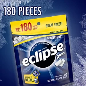 Eclipse Winterfrost Chewing Gum Sugar-Free Sugarfree Gum Bulk 8.8-Ounce 180 Piece Bag