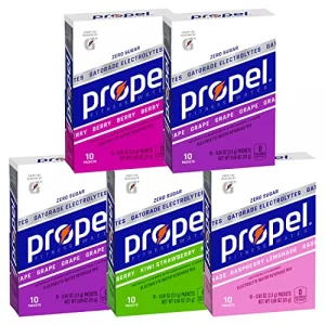 Propel Powder Packets 4 Flavor Variety Pack With Electrolytes Vitamins And No Sugar 10 Count Pack Of 5 Packaging May Vary