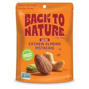 Back To Nature Premium Nut Mix - Cashew Almond Pistachio Blend Dry Roasted With Sea Salt Non-Gmo High Protein Snacks 9 Ounce