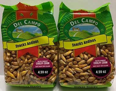 Del Campo Andean Snacks Salted Crunchy Chulpi Corn Maiz Chulpe Frito Salado 4.59 Oz. Pack Of 2 Product Of Peru