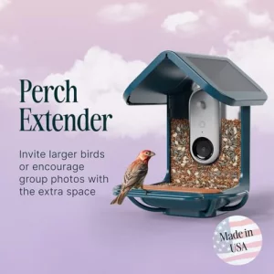 Bird Buddy Blue Perch Extender Add-On Accessory For Better Bird Watching Experience - Outdoor Bird Perch For Feeding Multiple Birds - Weatherproof A