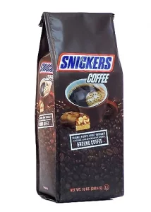 Ground Coffee Medium Roast Caramel Peanut Nougat Chocolate Snickers Flavored 10Oz Bag