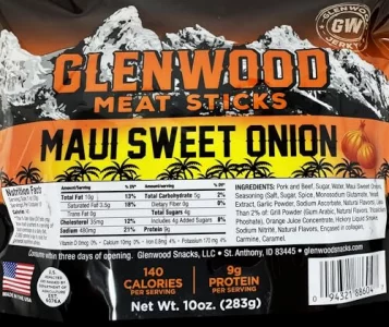 Glenwood Meat Sticks High Protein 10 Ounce Maui Sweet Onion