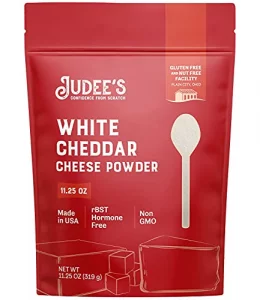 Judees Gluten Free Judees White Cheddar Cheese Powder 11.25Oz - Non-Gmo Hormone-Free - Gluten-Free Nut-Free - Powdered Cheddar Cheese For Dips Sauces