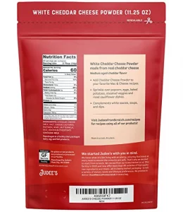 Judees Gluten Free Judees White Cheddar Cheese Powder 11.25Oz - Non-Gmo Hormone-Free - Gluten-Free Nut-Free - Powdered Cheddar Cheese For Dips Sauces