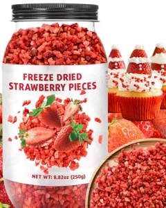 Premium Freeze Dried Strawberries Pieces - 8.82Oz 100 Natural Sweet Frozen Strawberrys No Gluten No Allergen Dry Strawberry Pieces Flakes For Snacks