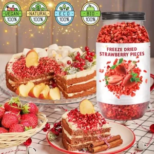Premium Freeze Dried Strawberries Pieces - 8.82Oz 100 Natural Sweet Frozen Strawberrys No Gluten No Allergen Dry Strawberry Pieces Flakes For Snacks