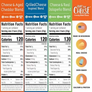 Just The Cheese Cheese Crisps High Protein Baked Keto Snack Made With 100 Real Cheese Gluten Free Low Carb Lifestyle Variety Pack 0.8 Ounces Pac