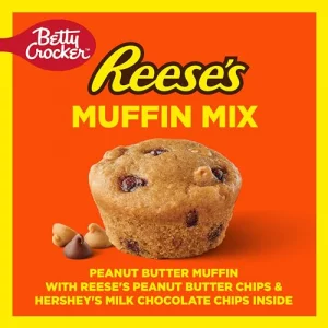 Betty Crocker Reeses Peanut Butter Muffin Mix Baking Mix Made With Reeses Peanut Butter Chips And Hersheys Milk Chocolate Chips 12.8 Oz