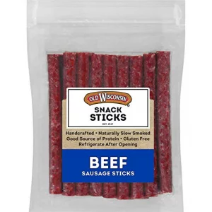 Old Wisconsin Beef Sausage Snack Sticks Naturally Smoked Ready To Eat High Protein Low Carb Keto Gluten Free 14 Ounce Resealable Package