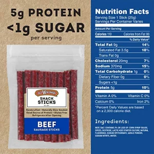 Old Wisconsin Beef Sausage Snack Sticks Naturally Smoked Ready To Eat High Protein Low Carb Keto Gluten Free 14 Ounce Resealable Package