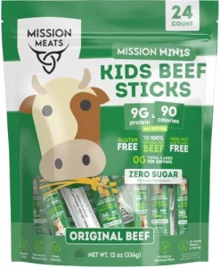 Mission Meats Kids Beef Sticks 100 Grass Fed Pasture Raised Healthy Snacks For Kids And Toddlers Gluten Nut Free Non-Gmo 0.5Oz 24 Count Pack Of 1
