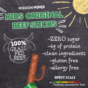 Mission Meats Kids Beef Sticks 100 Grass Fed Pasture Raised Healthy Snacks For Kids And Toddlers Gluten Nut Free Non-Gmo 0.5Oz 24 Count Pack Of 1