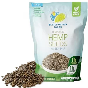 Toasted Hemp Seeds With Sea Salt - Non Gmo Soy Gluten Free Plant Based Protein Snacks - Paleo Vegan Keto Friendly - For Cereal Yogurt Ice Cream Oatm
