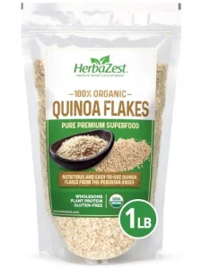 Herbazest Quinoa Flakes Organic - 1 Lb - Usda Certified Vegan Gluten Free Superfood - Perfect With Yogurt Cereal Smoothies Granola Desserts