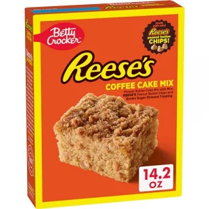 Betty Crocker Reeses Peanut Butter Coffee Cake Mix With Mini Reeses Peanut Butter Chips And Brown Sugar Streusel Topping Holiday Baking 14.2 Oz