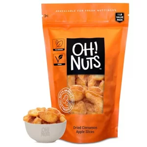 Oh Nuts Dried Cinnamon Apple - 1 Lb - Dried Fruit Slices - Sweetened Apple Pieces - Dehydrated Fruit Bites - Packed In New York Zip-Seal Bag For Exce