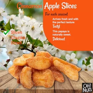 Oh Nuts Dried Cinnamon Apple - 1 Lb - Dried Fruit Slices - Sweetened Apple Pieces - Dehydrated Fruit Bites - Packed In New York Zip-Seal Bag For Exce