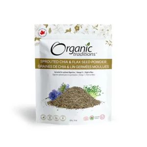 Organic Traditions Sprouted Chia And Flax Seed Powder Organic Chia And Organic Flax For Plant Based Non-Gmo Superfood 454G16Oz Bag