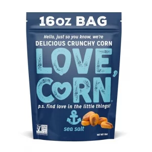 Love Corn Sea Salt 16Oz X 1 Bag - Delicious Crunchy Corn - Healthy Family Snacks - Gluten Free Kosher Non-Gmo- Alternative For Chips Nuts Crackers P