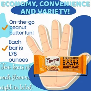 Bobs Red Mill Peanut Butter Coconut Banana Honey And Jelly Oat Bars 1.76 Oz. Two Of Each 8 Pack 1.76 Ounce Pack Of 8