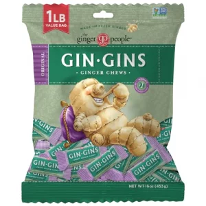 Gin Gins Original Ginger Chews Natural Fresh Ginger Candy By The Ginger People Individually Wrapped Healthy Candy Original Flavor Large 1 Lb Bag