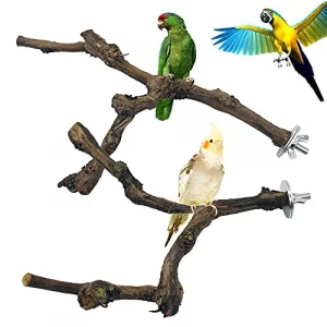 Allazone 4-Piece Bird Perch - Natural Grapevine Stick Swing Chewing Toys For Parrot Cages Cockatiels Parakeets Finches