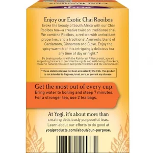 Yogi Tea Chai Rooibos Tea - 16 Tea Bags Per Pack 6 Packs - Spiced Organic Rooibos Tea - Provides Antioxidants - Caffeine-Free - Includes Cardamom Cin