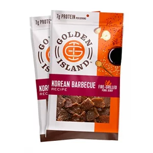 Golden Island Pork Jerky Korean Bbq Flavored Specialty Meat Snack Gluten Free With Korean Barbecue Seasoning Bite Sized Sweet And Savory Protein Snac