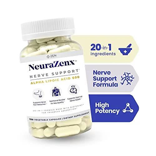 neuropathy l-carnitine High-Potency Support Supplement | Acetyl-L-Carnitine Thiamine B12 | 60 Vegan Capsules for Nerve Health Zen Nutrients - Neurazenx Nerve
