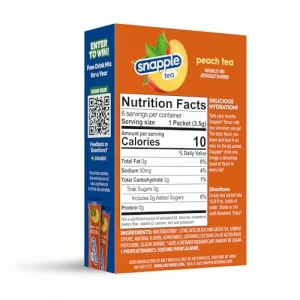 Juicy Mixes Snapple Tea Sugar Free Delicious Made With Natural Flavors Peach 72 Sticks