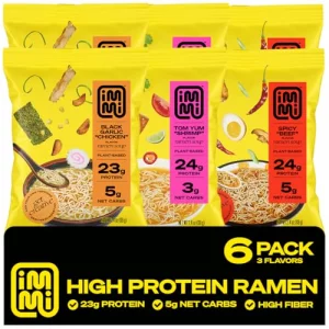 Immi Ramen Variety Pack Bold Flavors Better Noodles High Protein Low Carb Plant Based Spicy Beef Black Garlic Chicken Tom Yum Shrimp Keto Plant-