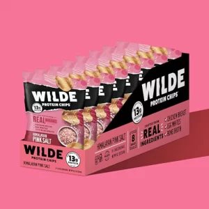 Wilde Himalayan Pink Salt Protein Chips Thin And Crispy High Protein Keto Friendly Made With Real Ingredients 1.34Oz Bags Pack Of 8