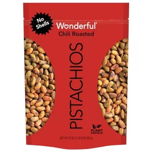 Wonderful Pistachios No Shells Chili Roasted Nuts 22 Ounce Resealable Bag Protein Snacks Gluten Free Healthy Snack Vegan Snacks
