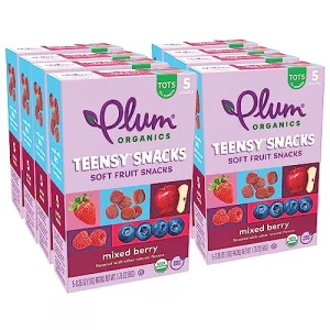 Plum Organics Teensy Snacks Soft Fruit Snacks - Mixed Berry - 5 Count Pack Of 8 - Organic Toddler Food Fruit Snacks