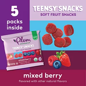 Plum Organics Teensy Snacks Soft Fruit Snacks - Mixed Berry - 5 Count Pack Of 8 - Organic Toddler Food Fruit Snacks