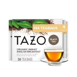 Tazo Organic Awake English Breakfast Black Tea Bags 144 Total Tea Bags 36Ct - Pack Of 4